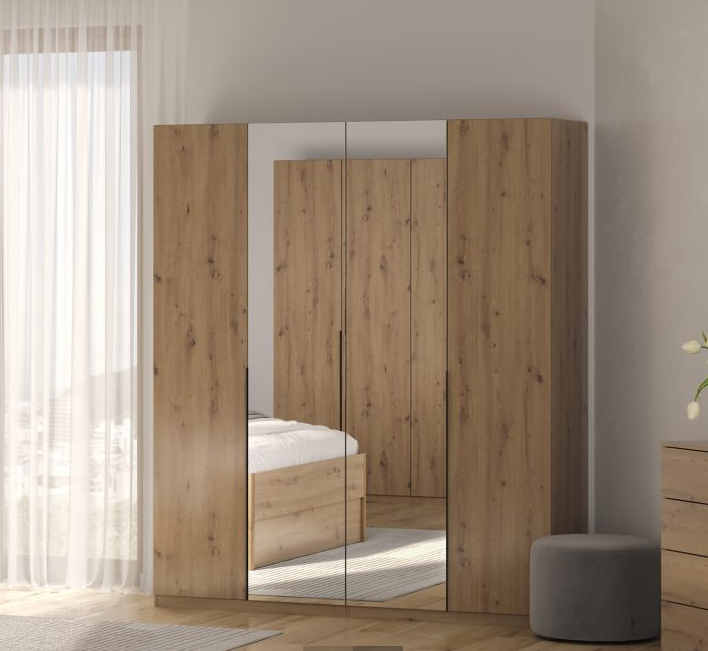 Шкаф MRK- TEDDY 179,2*210,6 м Дуб Артизан / Зеркало 4 двери 