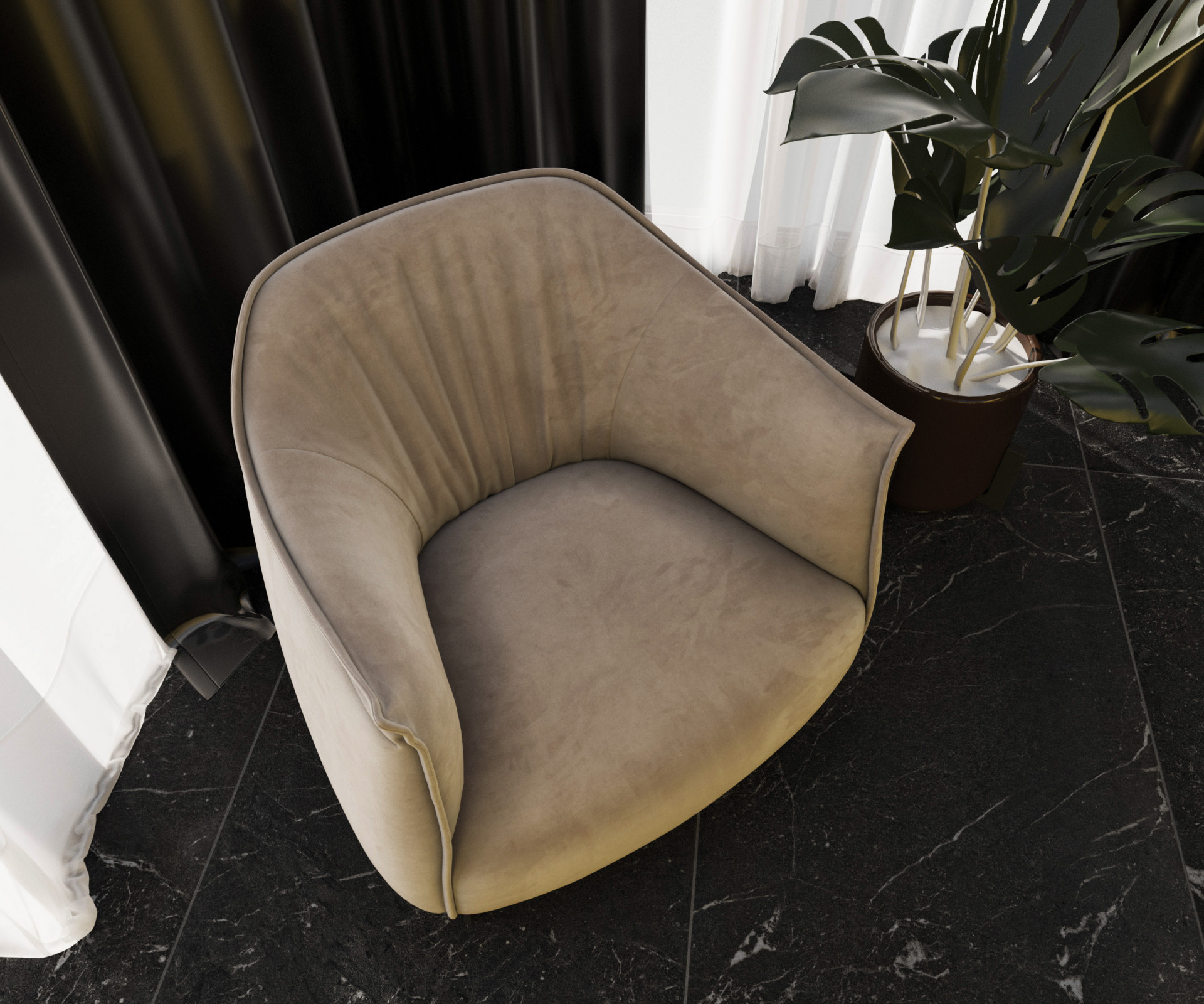 Дизайнерское кресло Mil- Nau 82х80х73см,Бежевый