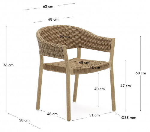 Стул уличный Kave Home POLA J0600050FN46 (коричневый)