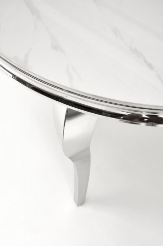Стол обеденный круглый HALMAR Reginald (белый мрамор/серебро)