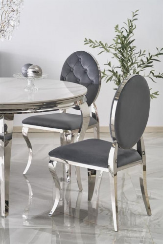 Стол обеденный круглый HALMAR Reginald (белый мрамор/серебро)