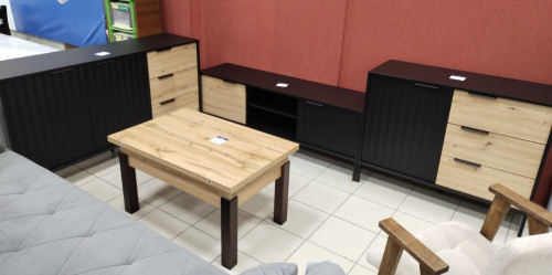 Комод Perfect Home Рейв/Rave 2-дверный с 3 ящиками 2D3S/153 Черный/дуб артизан