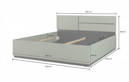 Кровать двуспальная с газовым подъемником Helvetia CROSS S (белый-черный)
