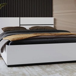 Кровать двуспальная с газовым подъемником Helvetia CROSS S (белый-черный)