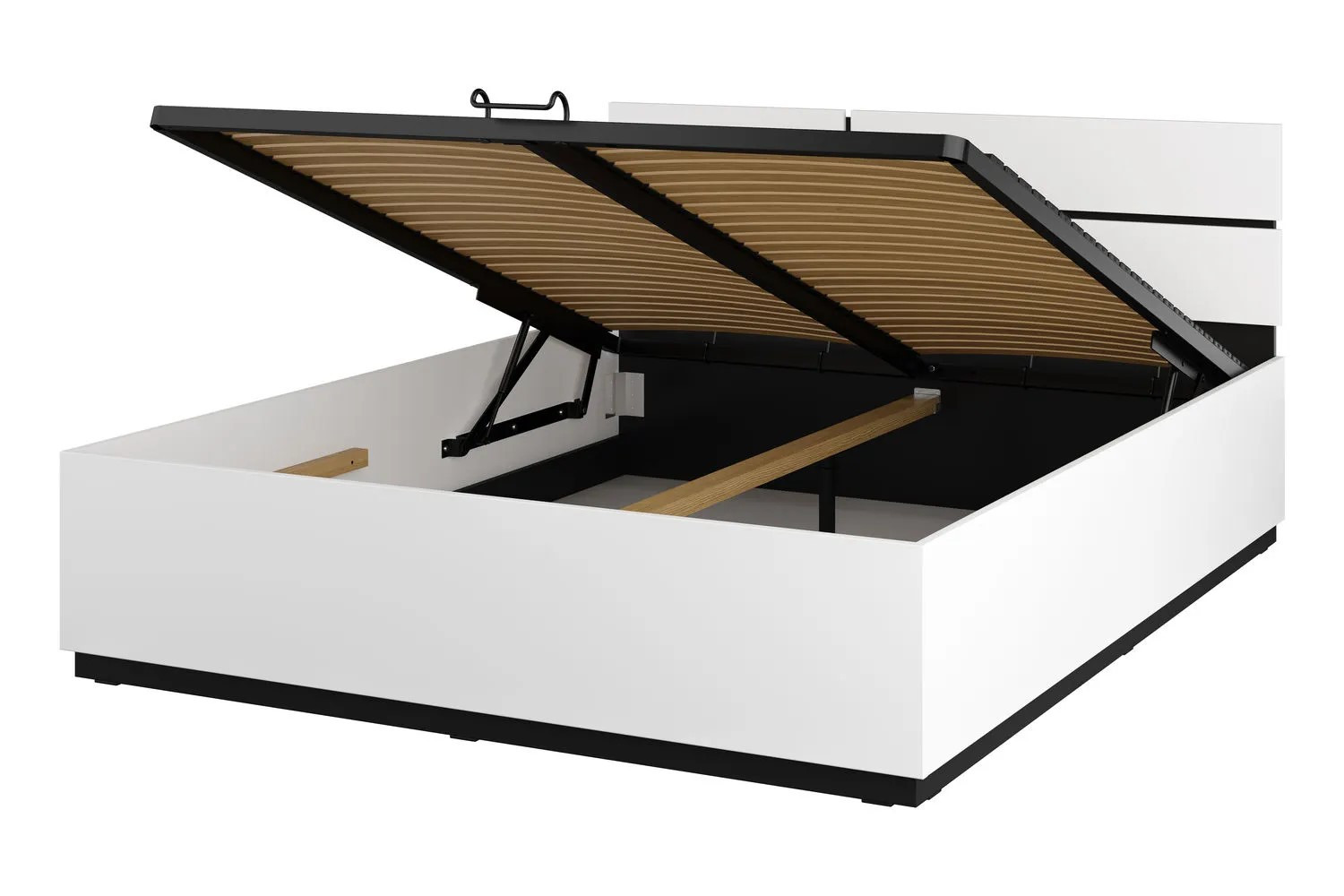 Кровать двуспальная с газовым подъемником Helvetia CROSS S (белый-черный)
