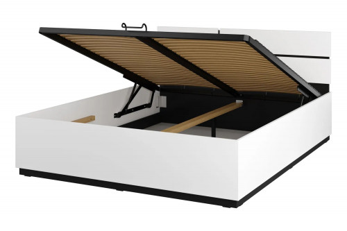 Кровать двуспальная с газовым подъемником Helvetia CROSS S (белый-черный)