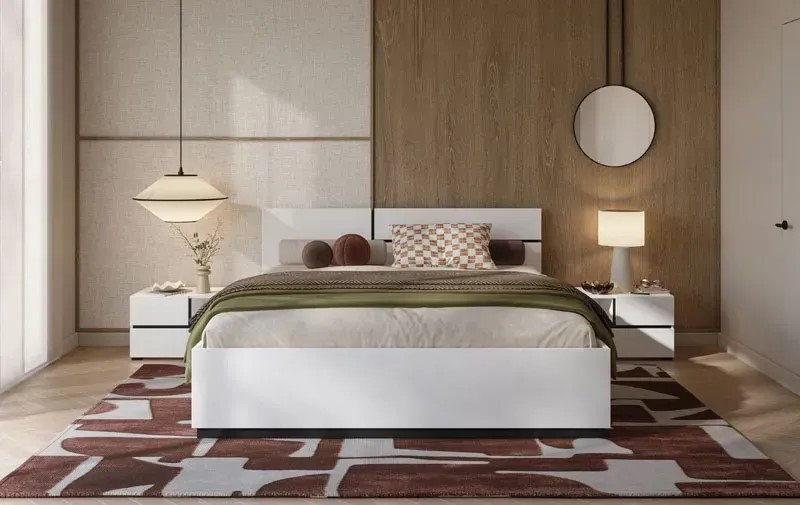 Кровать двуспальная с газовым подъемником Helvetia CROSS S (белый-черный)