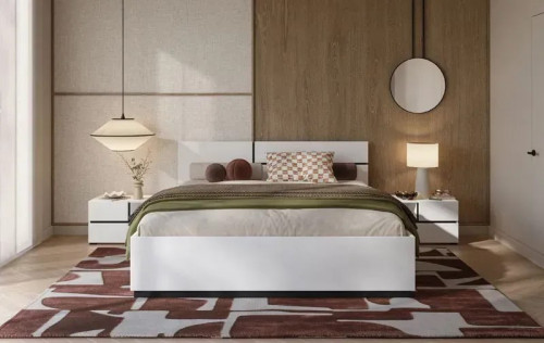 Кровать двуспальная с газовым подъемником Helvetia CROSS S (белый-черный)