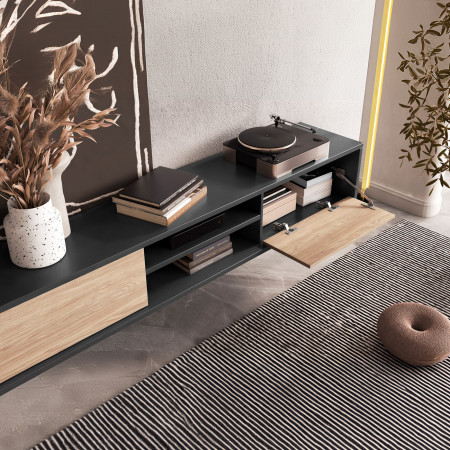 Тумба под телевизор навесная Helvetia FRIDA 24JDMT40 (антрацит/дуб промасленный)