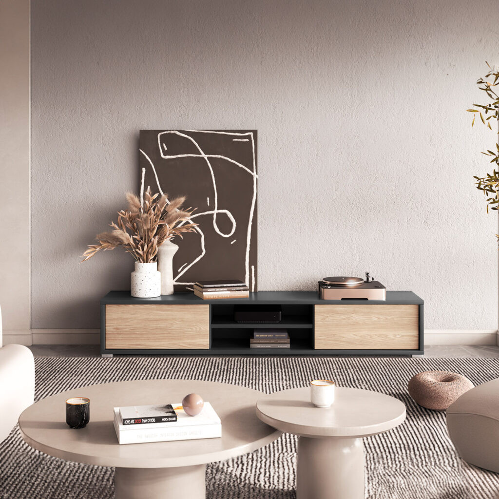 Тумба под телевизор навесная Helvetia FRIDA 24JDMT40 (антрацит/дуб промасленный)