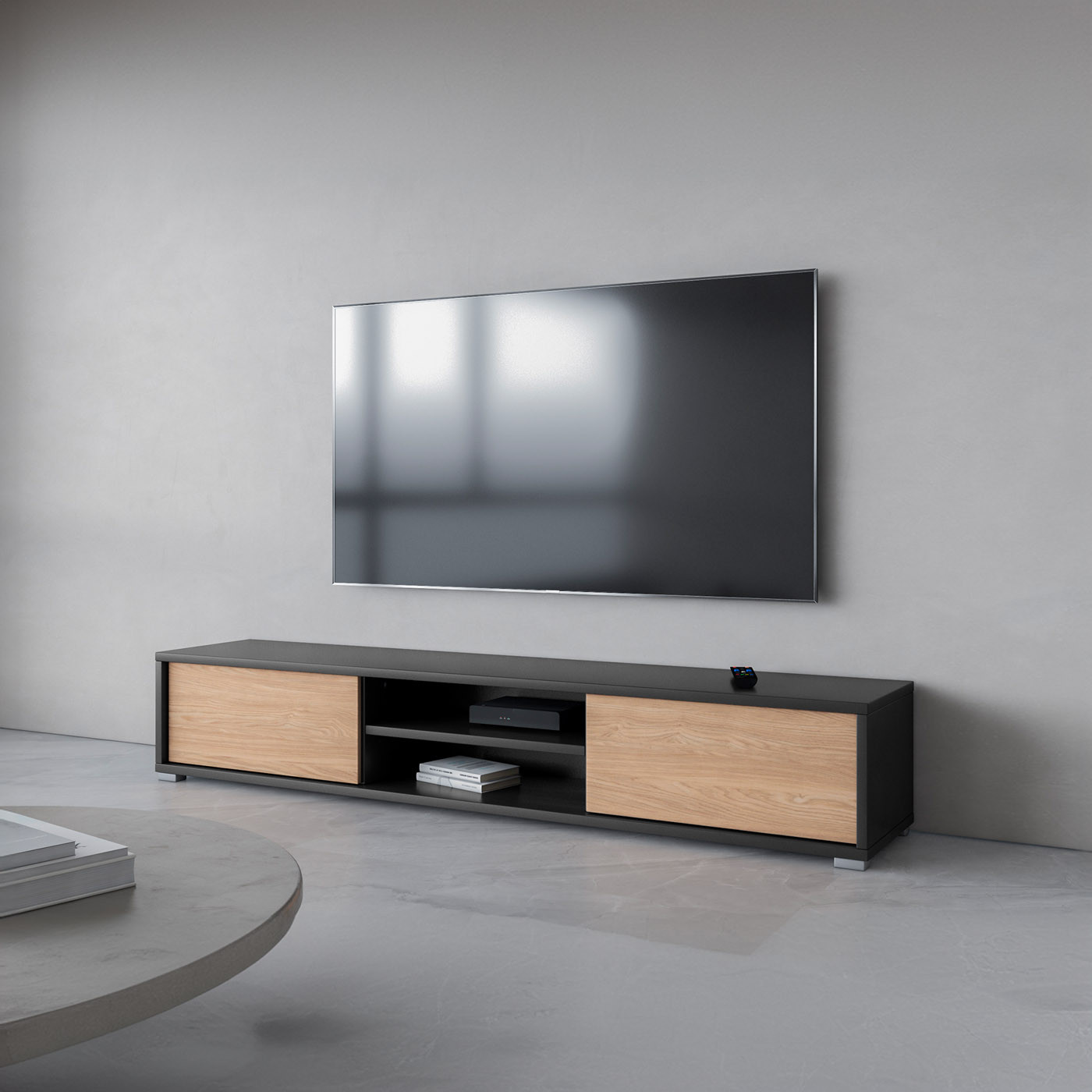 Тумба под телевизор навесная Helvetia FRIDA 24JDMT40 (антрацит/дуб промасленный)