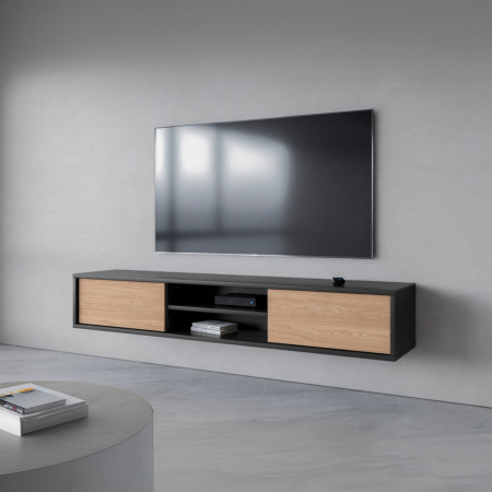 Тумба под телевизор навесная Helvetia FRIDA 24JDMT40 (антрацит/дуб промасленный)