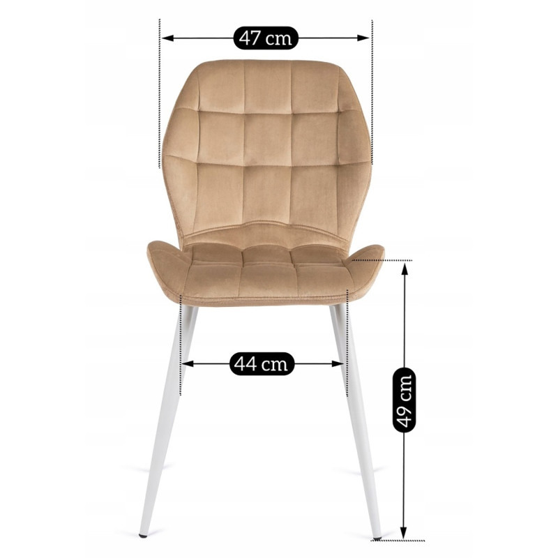 Стул обеденный MEBEL ELITE Lucky (бежевый велюр, белые ножки)