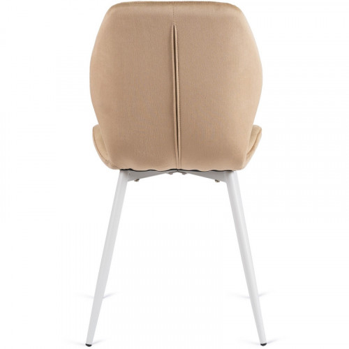 Стул обеденный MEBEL ELITE Lucky (бежевый велюр, белые ножки)