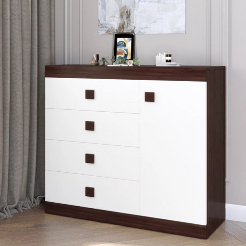 Большой комод EVR- Соната-5 венге + фасад белый