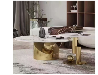 Комплект журнальных столов Elt- T-02 золото + керамика  