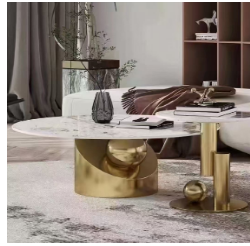 Комплект журнальных столов Elt- T-02 золото + керамика  