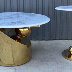 Комплект журнальных столов Elt- T-02 золото + керамика  