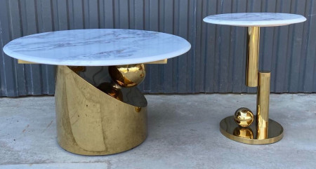 Комплект журнальных столов Elt- T-02 золото + керамика  