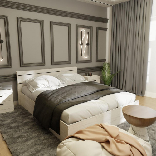 Кровать двуспальная EVR- Соната венге + крафт белый