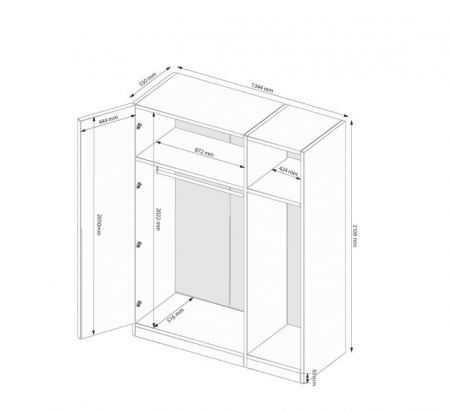 Шкаф MRK- TEDDY 134,4*210,6 м Дуб Артизан / Зеркало 3 двери  