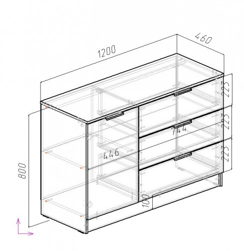 Комод на 3 шухляды и 1 дверь ViA- APC АК-10 (дуб тахо/темно-серый)