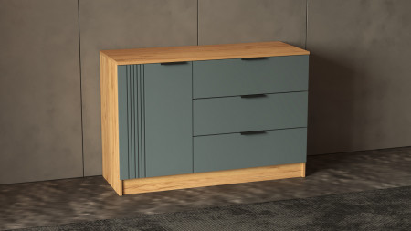 Комод на 3 шухляды и 1 дверь ViA- APC АК-10 (дуб тахо/темно-серый)