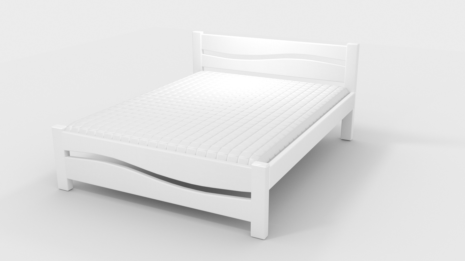 Кровать двуспальная MCN- Волна (белый, серый) 