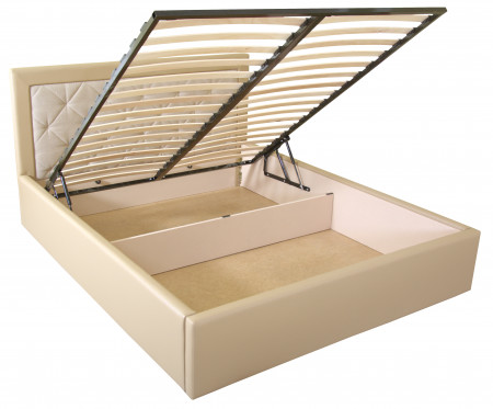 Двуспальная мягкая кровать с подъемным механизмом TPRO- EAGLE IRMA lift 1600x2000 beige E2417