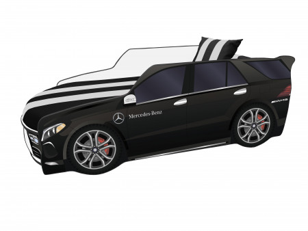 Кровать автомобиль VRN- Premium Мерседес P006 (Черный, Белый)