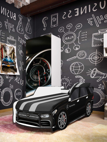 Кровать детская VRN- Premium P006 Мерседес (Черный, Белый)