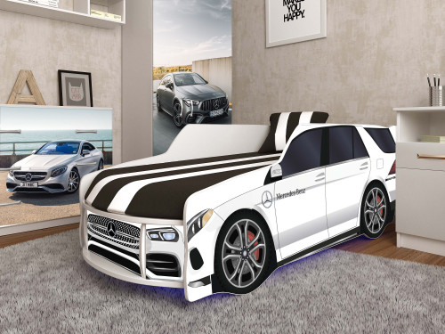 Кровать детская VRN- Premium P006 Мерседес (Черный, Белый)