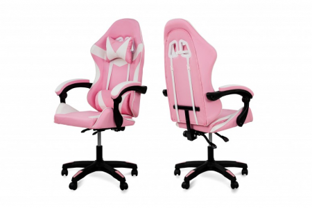 Кресло геймерское BIO- Слим (Розово-белый)