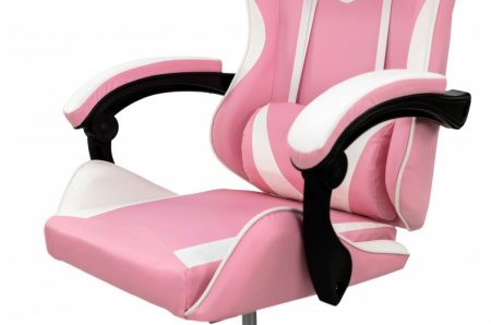 Кресло геймерское BIO- Слим (Розово-белый)