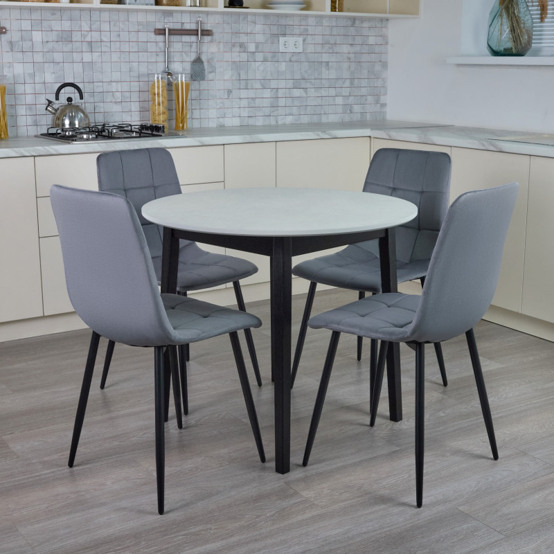 Стол круглый кухонный (дерево, МДФ, HPL) Ont- Розарио 90 Жемчужина