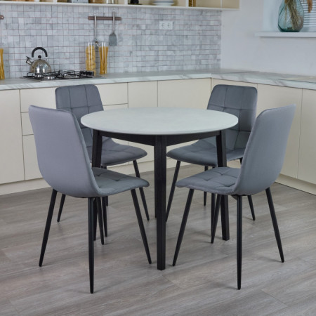 Стол круглый кухонный (дерево, МДФ, HPL) Ont- Розарио 90 Жемчужина