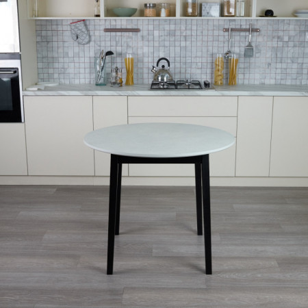 Стол круглый кухонный (дерево, МДФ, HPL) Ont- Розарио 90 Жемчужина