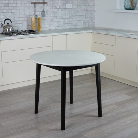 Стол круглый кухонный (дерево, МДФ, HPL) Ont- Розарио 90 Жемчужина