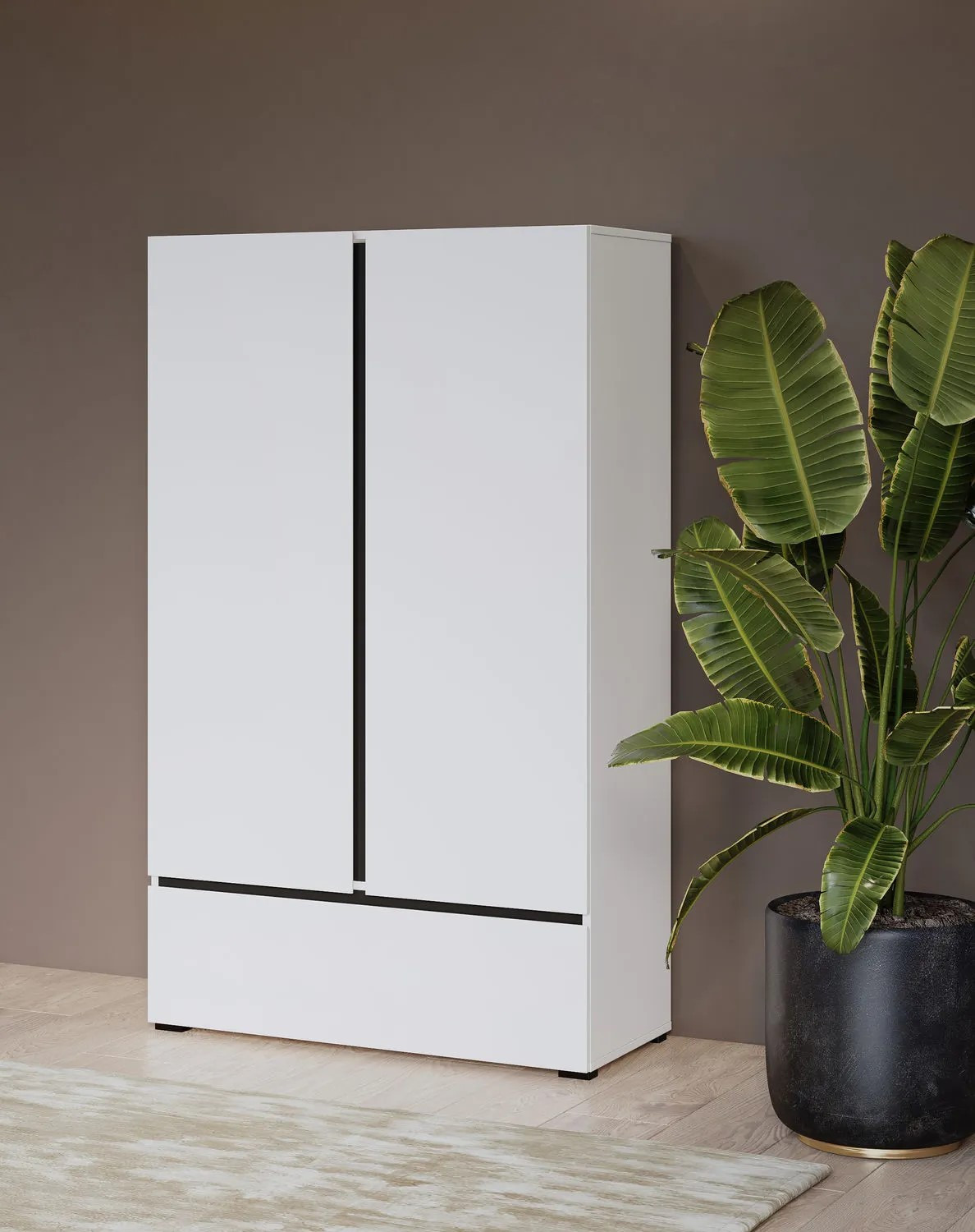 Шкаф на 2 двери с 1 ящиком  Helvetia CROSS S 249WMY38 (белый-черный)