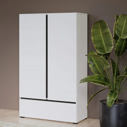 Шкаф на 2 двери с 1 ящиком  Helvetia CROSS S 249WMY38 (белый-черный)