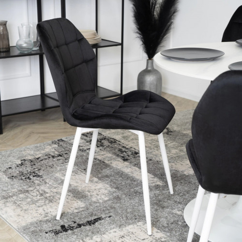 Стул обеденный MEBEL ELITE Lucky (черный велюр, белые ножки)