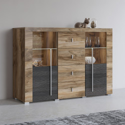 Комод на 2 двери и 4 ящика в гостиную Helvetia ROGER 226ZZH26 (сатиновый нуссбаум)