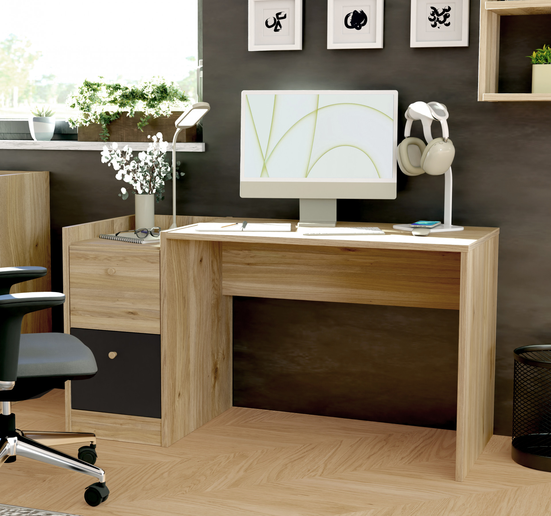 Стол письменный Forte COXIM CXMB121L (дуб Маувелла/черный)