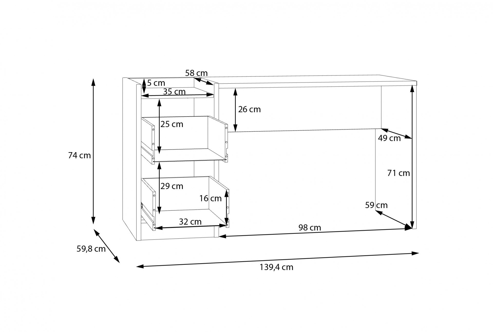 Стол письменный Forte COXIM CXMB121L (дуб Маувелла/черный)