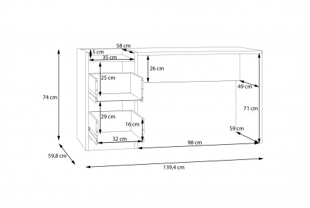 Стол письменный Forte COXIM CXMB121L (дуб Маувелла/черный)