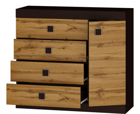 Большой комод EVR- Соната-5 венге + фасад крафт золотой