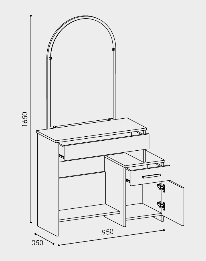 Стол будуарный с зеркалом EVR- Трюмо-1 венге + дуб молочный