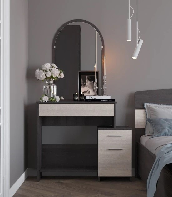 Стол будуарный с зеркалом EVR- Трюмо-1 венге + дуб молочный