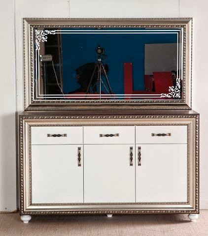 Комод с зеркалом в гостиную EMB- Элизабет (Zebrano, White)