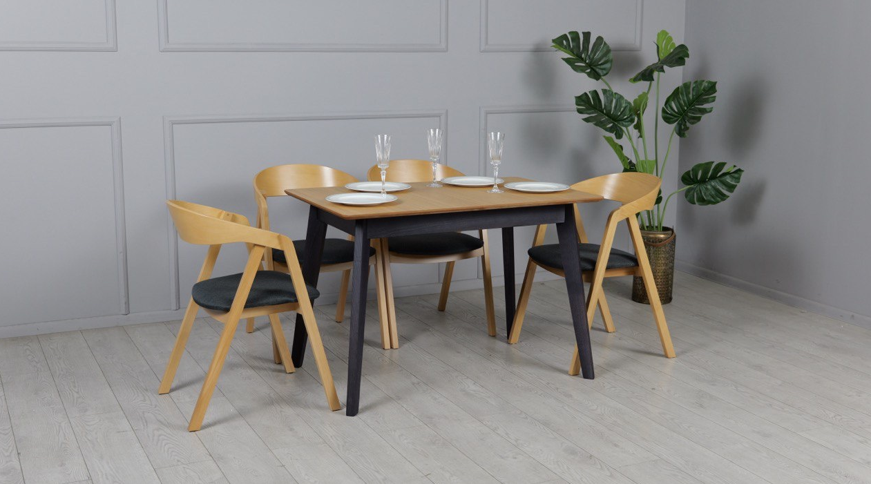 Стол обеденный раскладной TOP- Милан дуб/ ноги черные